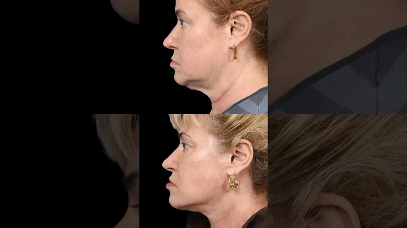 Before and after deep plane facelift, frontal view by Dr. Babak Azizzadeh
