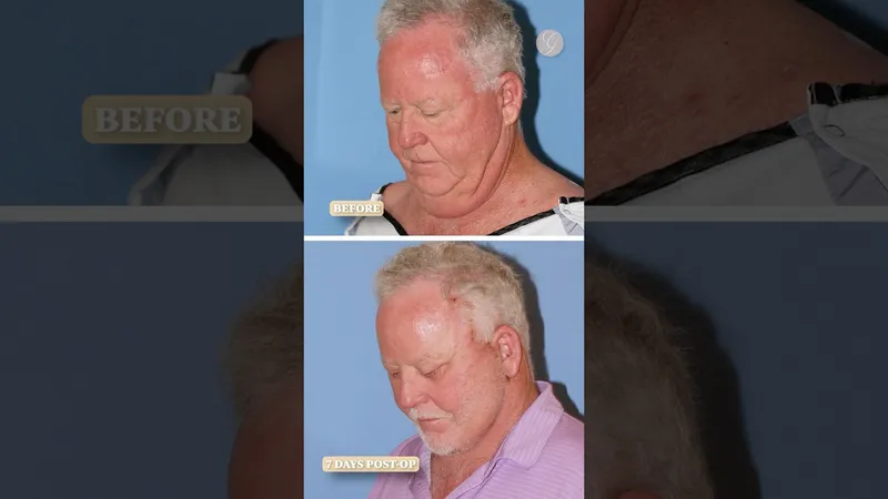 Before and after deep plane facelift, frontal view by Dr. Kevin Sadati