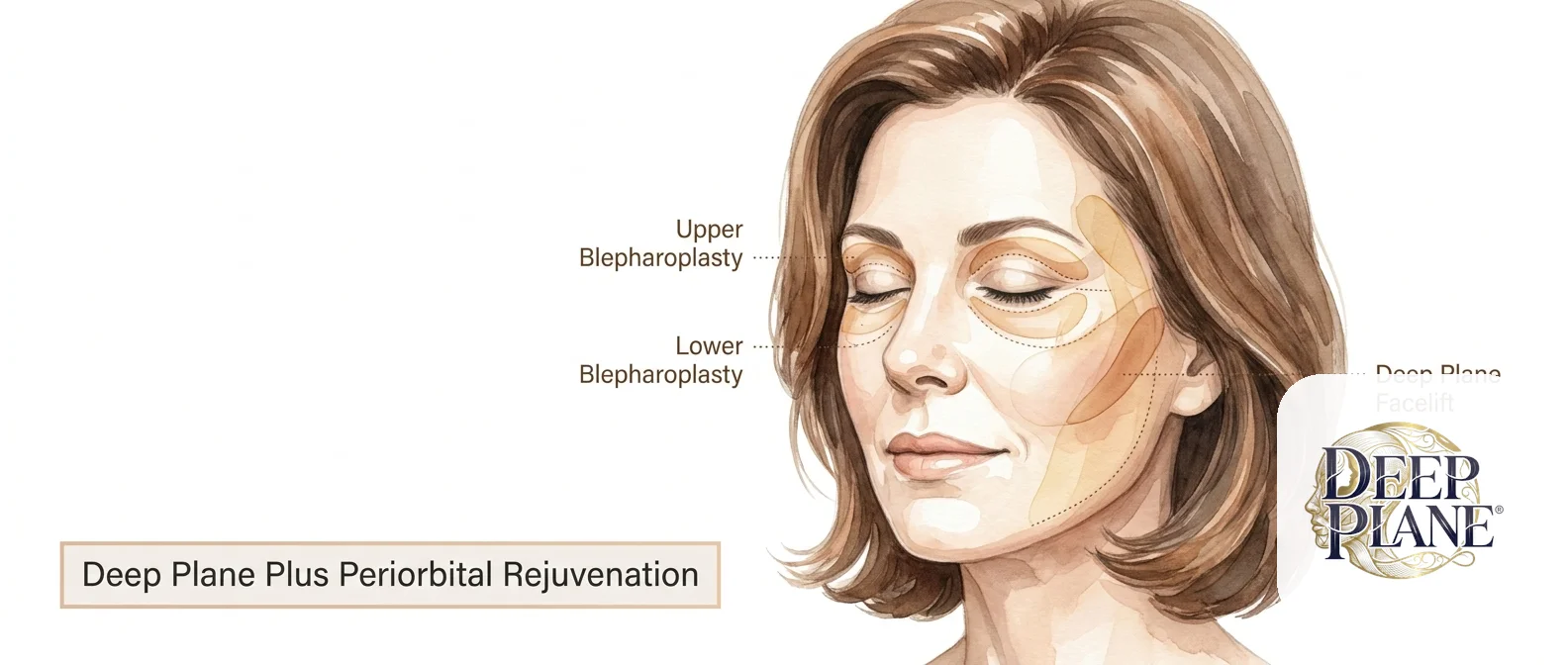 Editorial illustration of the deep plane + periorbital rejuvenation associated with Dr. Mohamed Nasr
