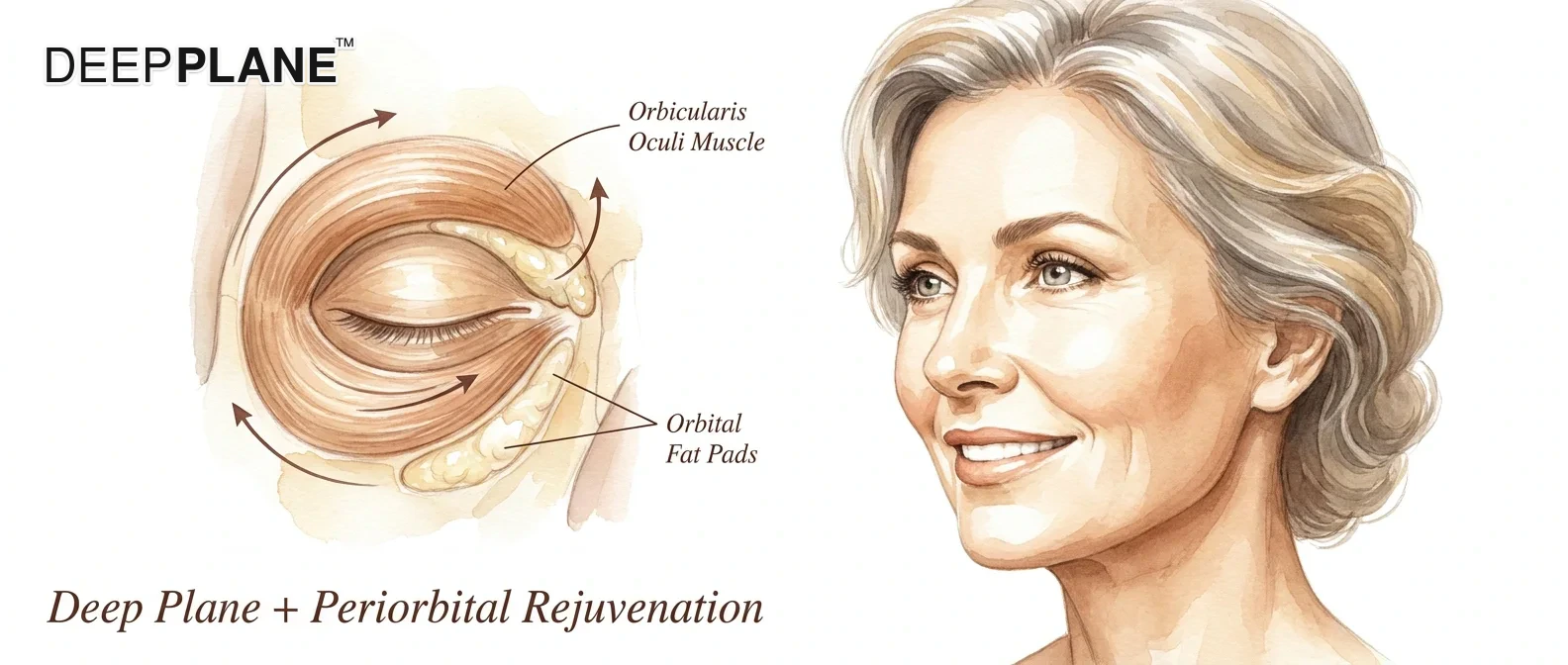 Editorial illustration of the deep plane + periorbital rejuvenation — Dr. Edward I. Chang