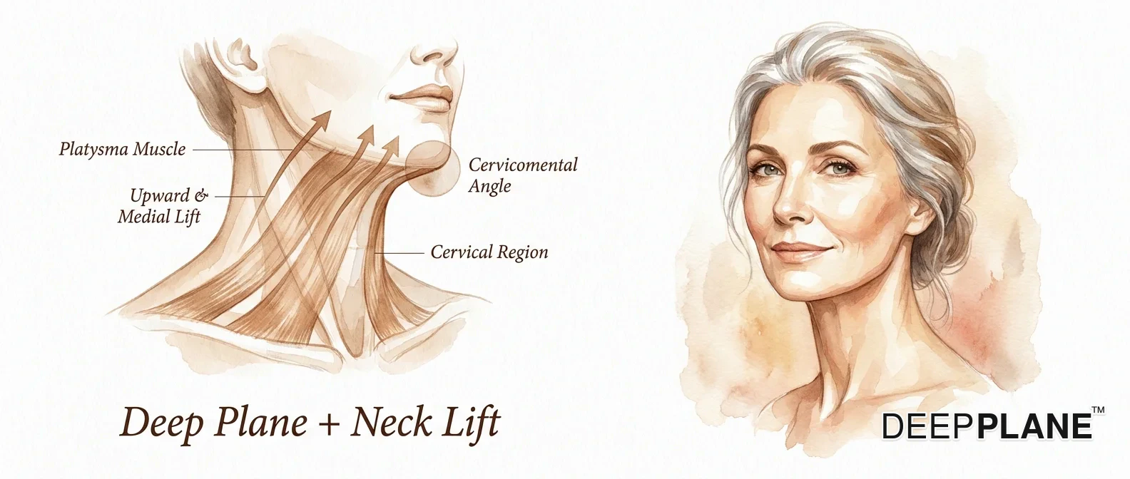 Editorial illustration of the deep plane + neck lift — Dr. Mark Glasgold