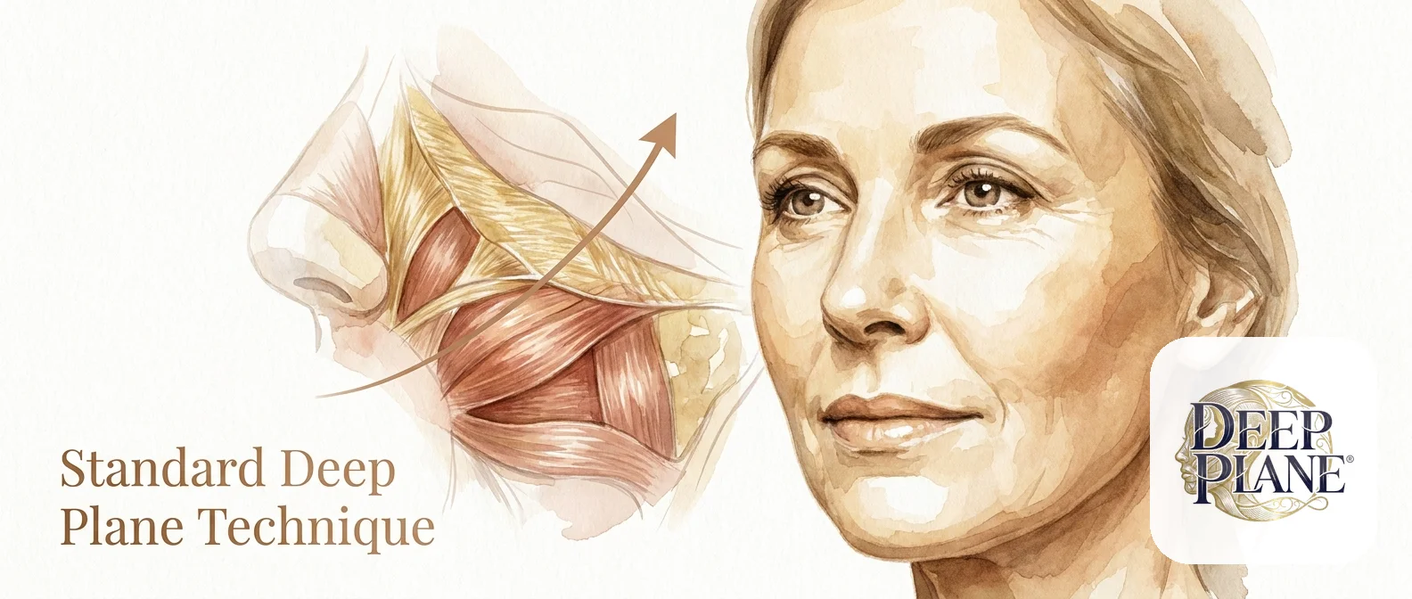 Editorial illustration of the standard deep plane technique associated with Dr. Flávia David João De MASI