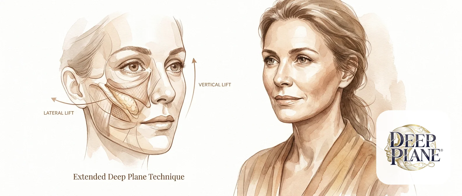 Editorial illustration of the extended deep plane technique associated with Dr. C. Wolfensberger
