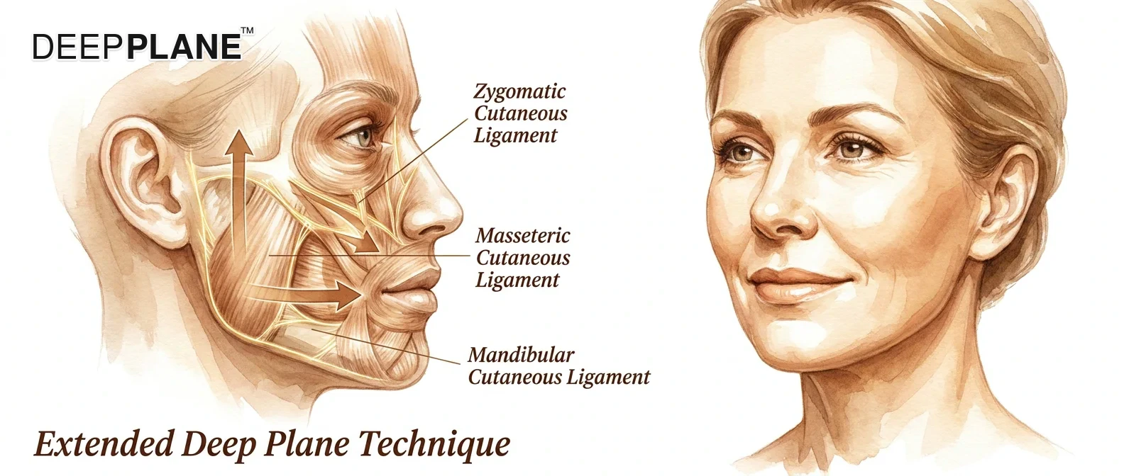 Editorial illustration of the extended deep plane technique — Dr. Hasan Büyükdoğan