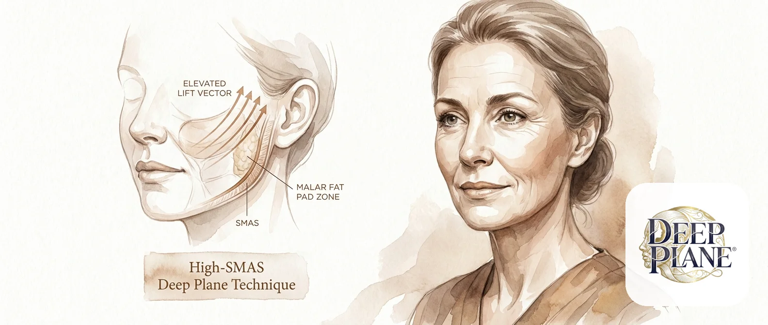 Editorial illustration of the high-smas deep plane technique associated with Dr. Brett Shirley